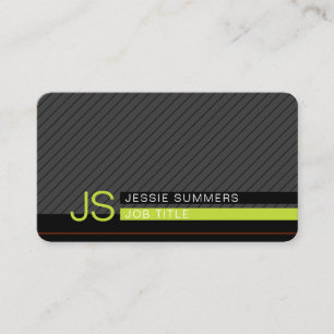 Diagonal Modern Stripes   Grey, Lime Green & Black Business Card