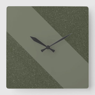 Diagonal Moss Green Stripe Wall Clock