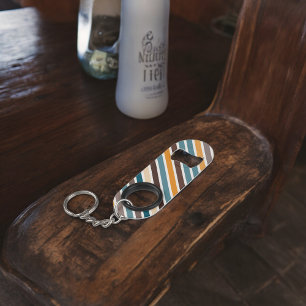 Diagonal Multicolor Stripes Keychain Bottle Opener