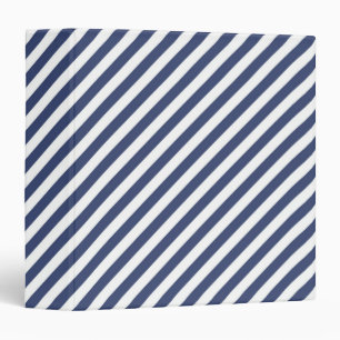 Diagonal navy blue and white stripes pattern binder
