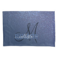 Diagonal Navy Blue Glitter Gradient Ombre Monogram