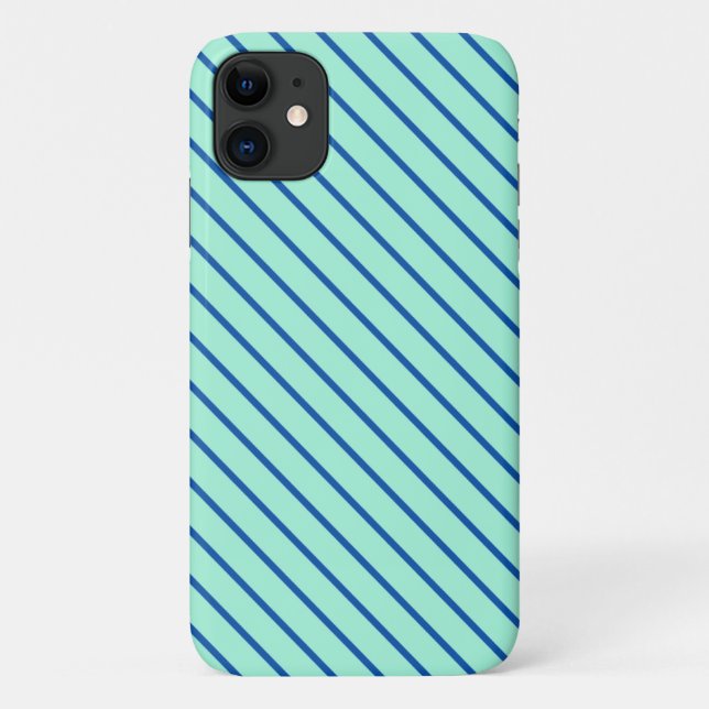 Diagonal pinstripes - aqua  and navy Case-Mate iPhone case (Back)