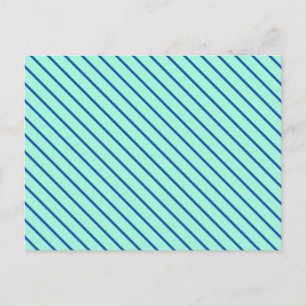 Diagonal pinstripes - aqua  and navy postcard