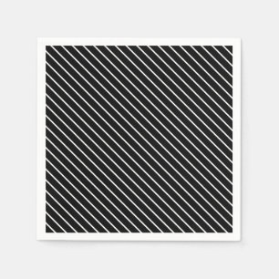 Diagonal pinstripes - black and white napkin