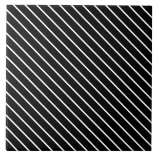 Diagonal pinstripes - black and white tile