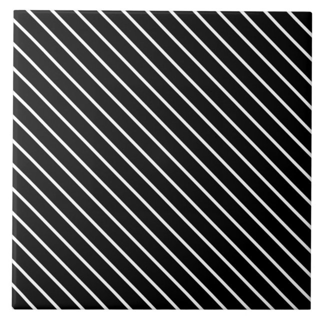 Diagonal pinstripes - black and white tile (Front)