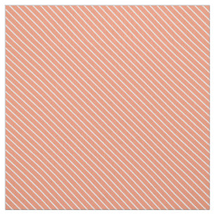 Diagonal pinstripes - coral orange and white fabric
