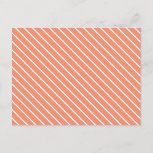 Diagonal pinstripes - coral orange and white postcard