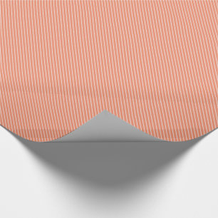 Diagonal pinstripes - coral orange and white wrapping paper