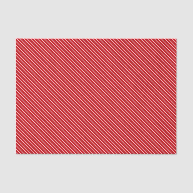 Diagonal pinstripes - deep red and white tissue paper (Front)
