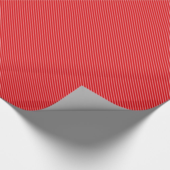 Diagonal pinstripes - deep red and white wrapping paper (Corner)