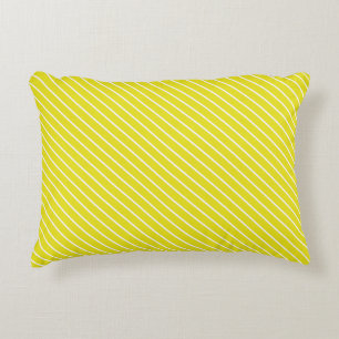 Diagonal pinstripes - mustard yellow and white decorative pillow