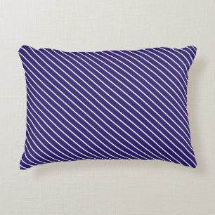 Diagonal pinstripes - navy blue and white accent pillow