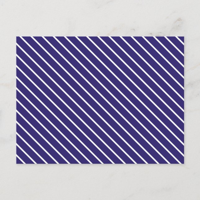 Diagonal pinstripes - navy blue and white postcard (Front)