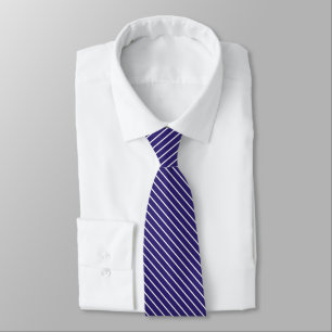 Diagonal pinstripes - navy blue and white tie