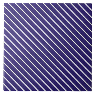 Diagonal pinstripes - navy blue and white tile