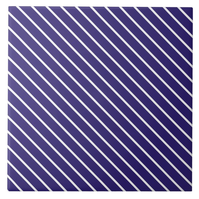 Diagonal pinstripes - navy blue and white tile (Front)
