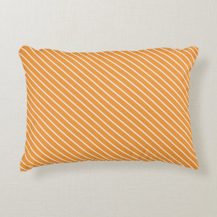 Diagonal pinstripes - orange and white accent pillow
