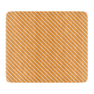 Diagonal pinstripes - orange and white cutting board