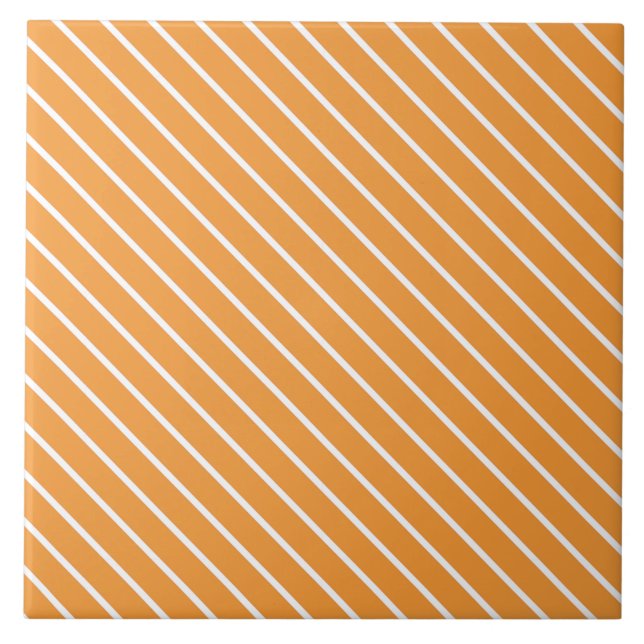 Diagonal pinstripes - orange and white tile (Front)