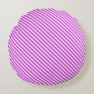 Diagonal pinstripes - orchid and purple round pillow