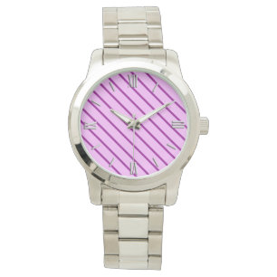 Diagonal pinstripes - orchid and purple watch