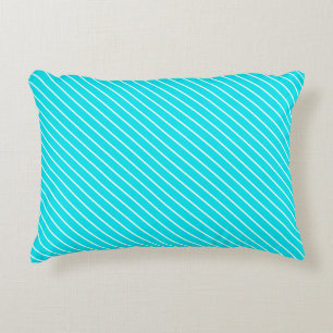 Diagonal pinstripes - turquoise and white accent pillow