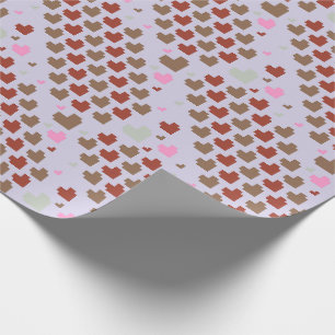 Diagonal Pixel Heart Pattern Wrapping Paper