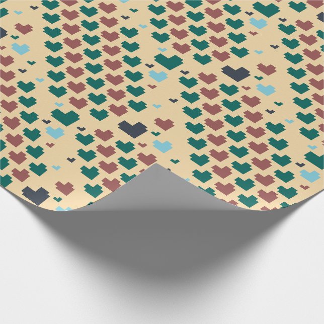 Diagonal Pixel Heart Pattern Wrapping Paper (Corner)