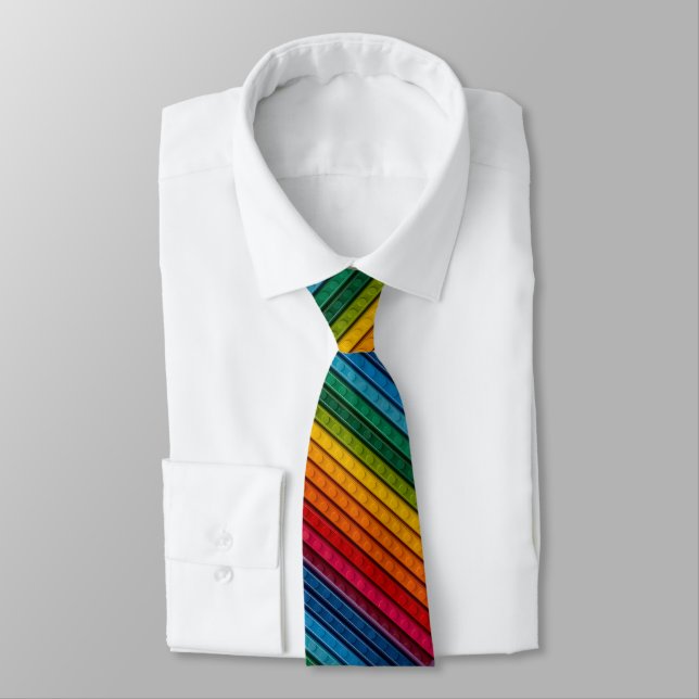 Diagonal Plastic Rainbow bricks  Tie (Tied)