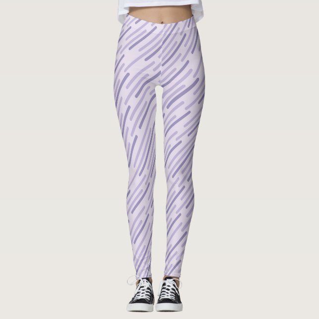 Diagonal purple stripes leggings (Front)