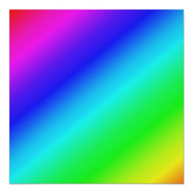 Diagonal Rainbow Gradient Blue to Green 20x20 Poster (Front)