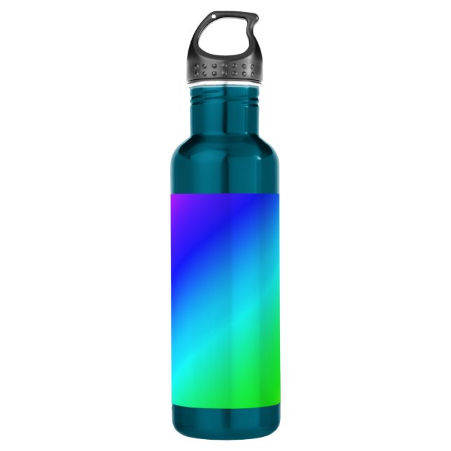 Diagonal Rainbow Gradient Blue to Green 710 Ml Water Bottle (Front)