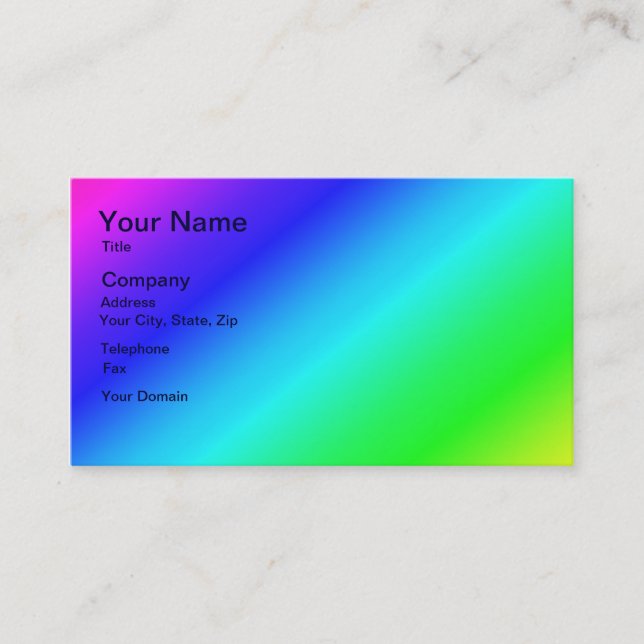 Diagonal Rainbow Gradient Blue to Green Business Card (Front)