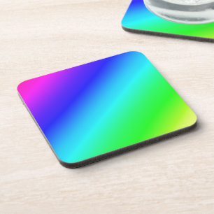 Diagonal Rainbow Gradient Blue to Green Coaster