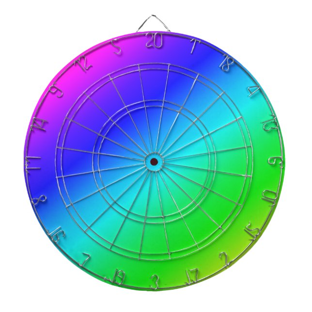 Diagonal Rainbow Gradient Blue to Green Dartboard (Front)