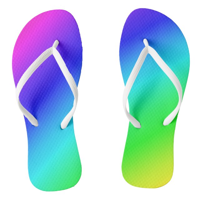Diagonal Rainbow Gradient Blue to Green Flip Flops (Footbed)