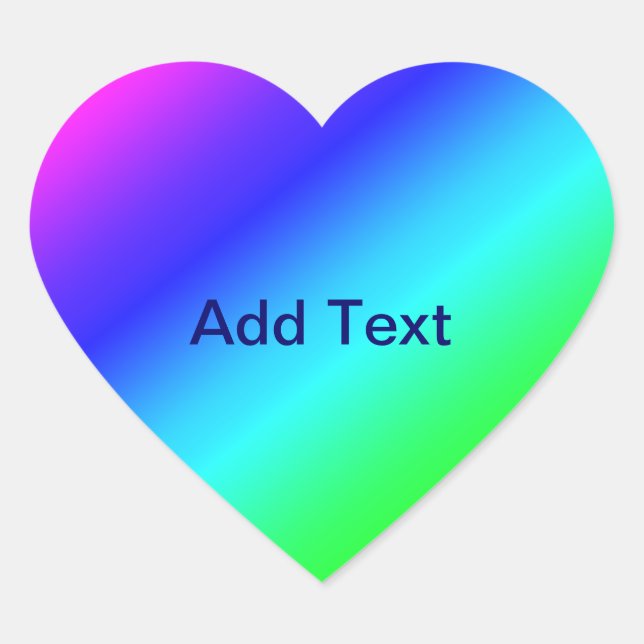 Diagonal Rainbow Gradient Blue to Green Heart Sticker (Front)