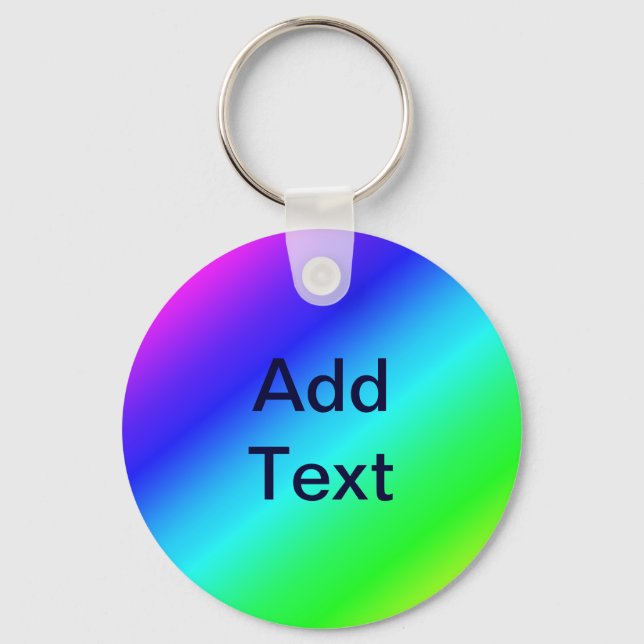 Diagonal Rainbow Gradient Blue to Green Keychain (Front)