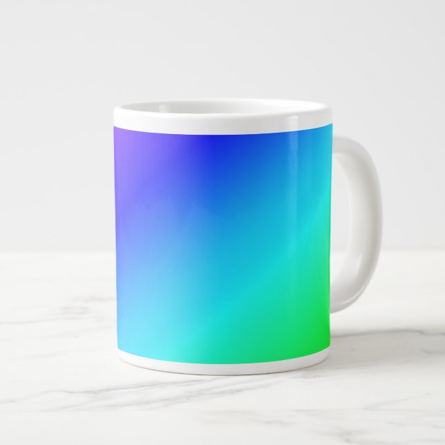 Diagonal Rainbow Gradient Blue to Green Large Coffee Mug (Front Right)