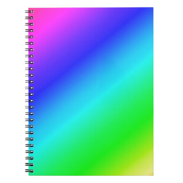 Diagonal Rainbow Gradient Blue to Green Notebook (Front)