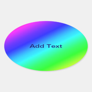 Diagonal Rainbow Gradient Blue to Green Oval Sticker