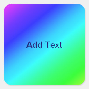 Diagonal Rainbow Gradient Blue to Green Square Sticker
