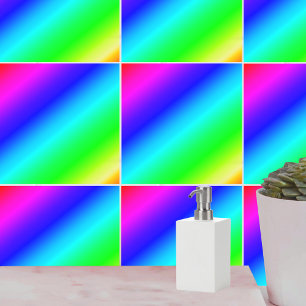 Diagonal Rainbow Gradient Blue to Green Tile