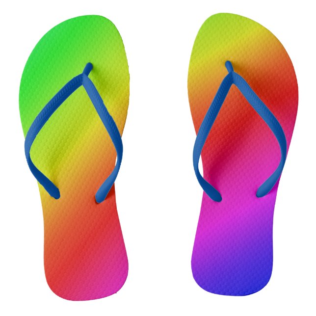 Diagonal Rainbow Gradient Red to Green Flip Flops (Footbed)