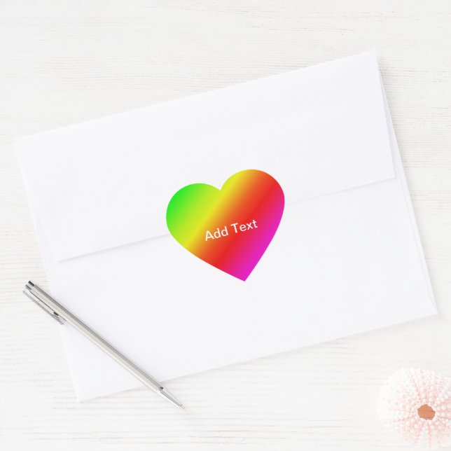 Diagonal Rainbow Gradient Red to Green Heart Sticker (Envelope)