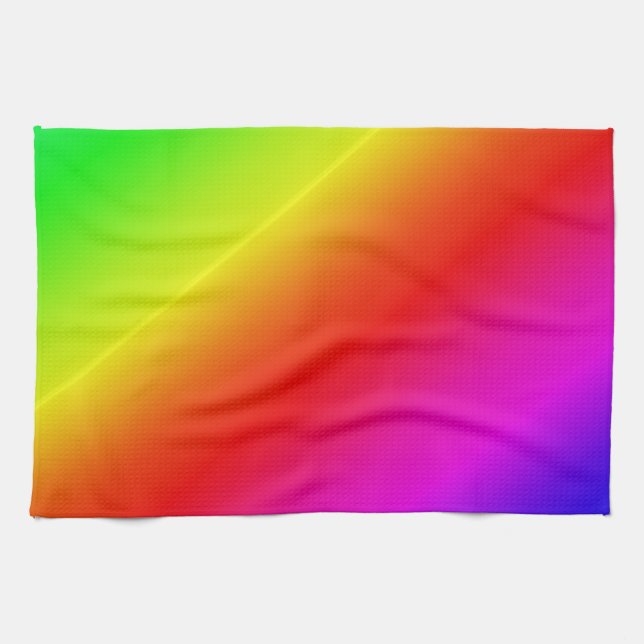 Diagonal Rainbow Gradient Red to Green Kitchen Towel (Horizontal)