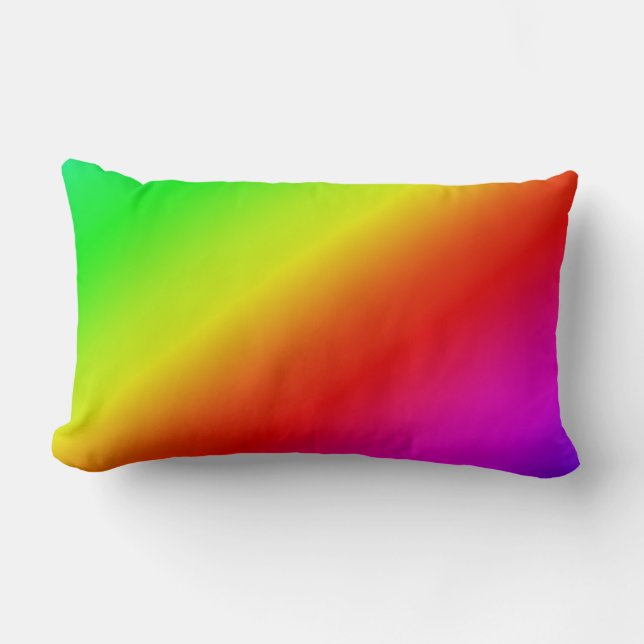 Diagonal Rainbow Gradient Red to Green Lumbar Pillow (Front)