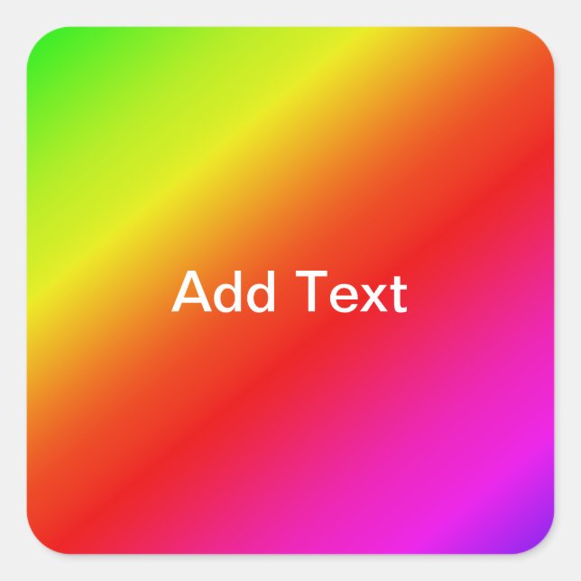 Diagonal Rainbow Gradient Red to Green Square Sticker (Front)