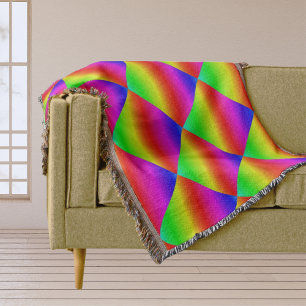 Diagonal Rainbow Gradient Red to Green Throw Blanket